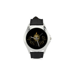 The golden skull Women's Classic Leather Strap Watch(Model 203)