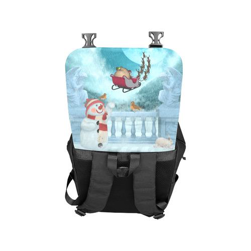 Funny snowman with Santa Claus Casual Shoulders Backpack (Model 1623)