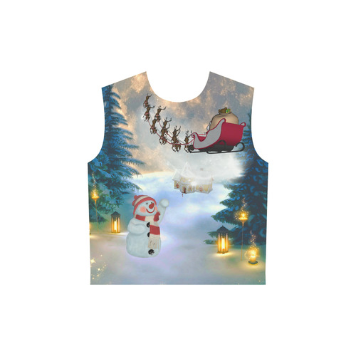 Santa Claus in the night All Over Print Sleeveless Hoodie for Women (Model H15)