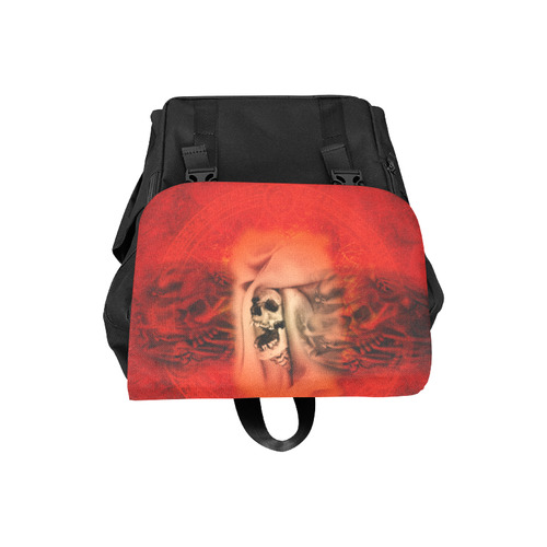 Creepy skulls on red background Casual Shoulders Backpack (Model 1623)