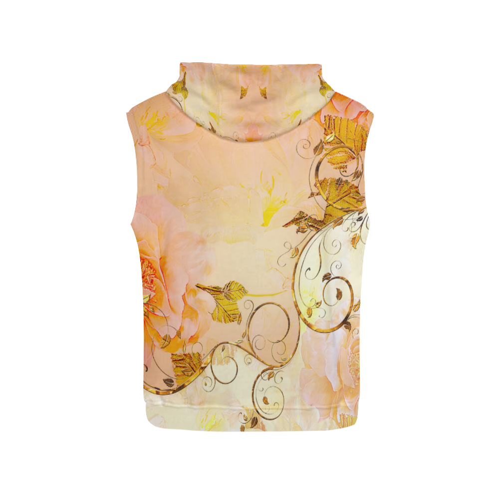 Beautiful flowers in soft colors All Over Print Sleeveless Hoodie for Women (Model H15)