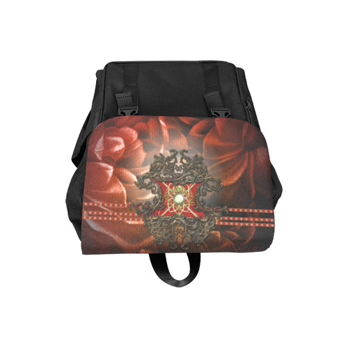 Red floral design Casual Shoulders Backpack (Model 1623)