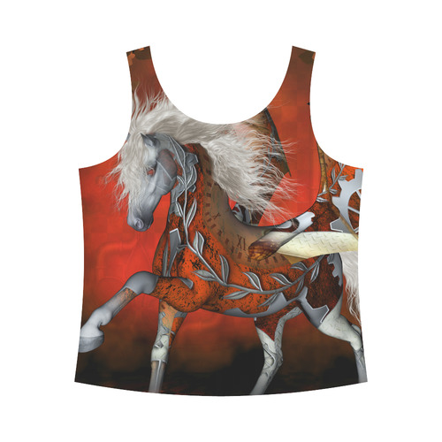 Awesome steampunk horse with wings All Over Print Tank Top for Women (Model T43)