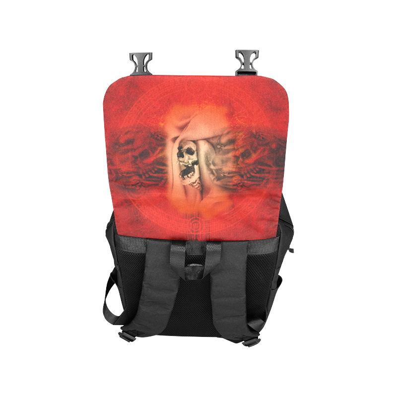 Creepy skulls on red background Casual Shoulders Backpack (Model 1623)