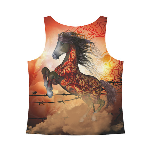 Awesome creepy horse with skulls All Over Print Tank Top for Women (Model T43)