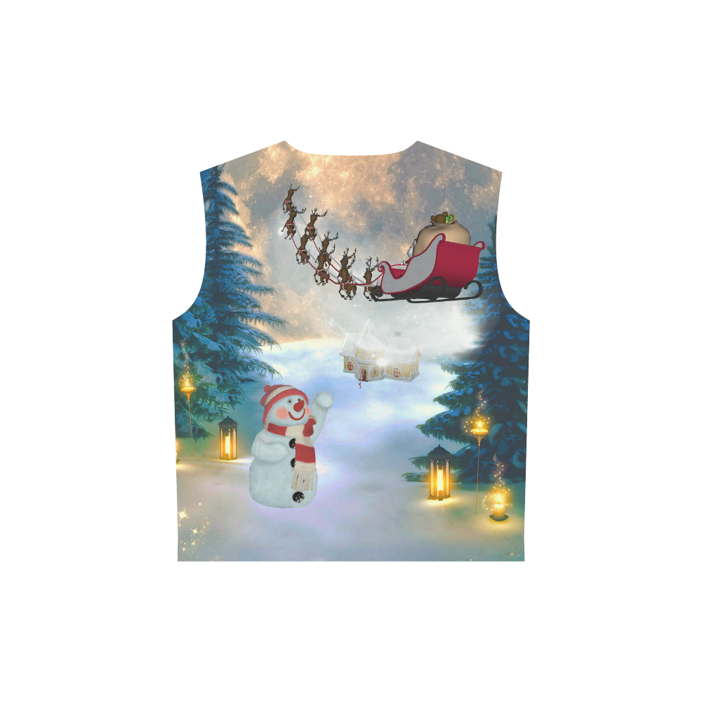 Santa Claus in the night All Over Print Sleeveless Hoodie for Women (Model H15)