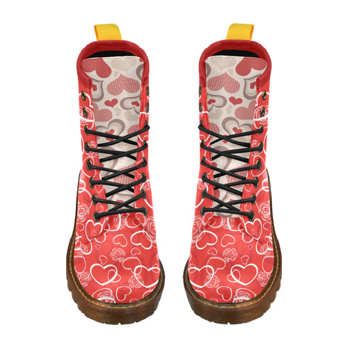 red allover hearts boot 1 High Grade PU Leather Martin Boots For Women Model 402H