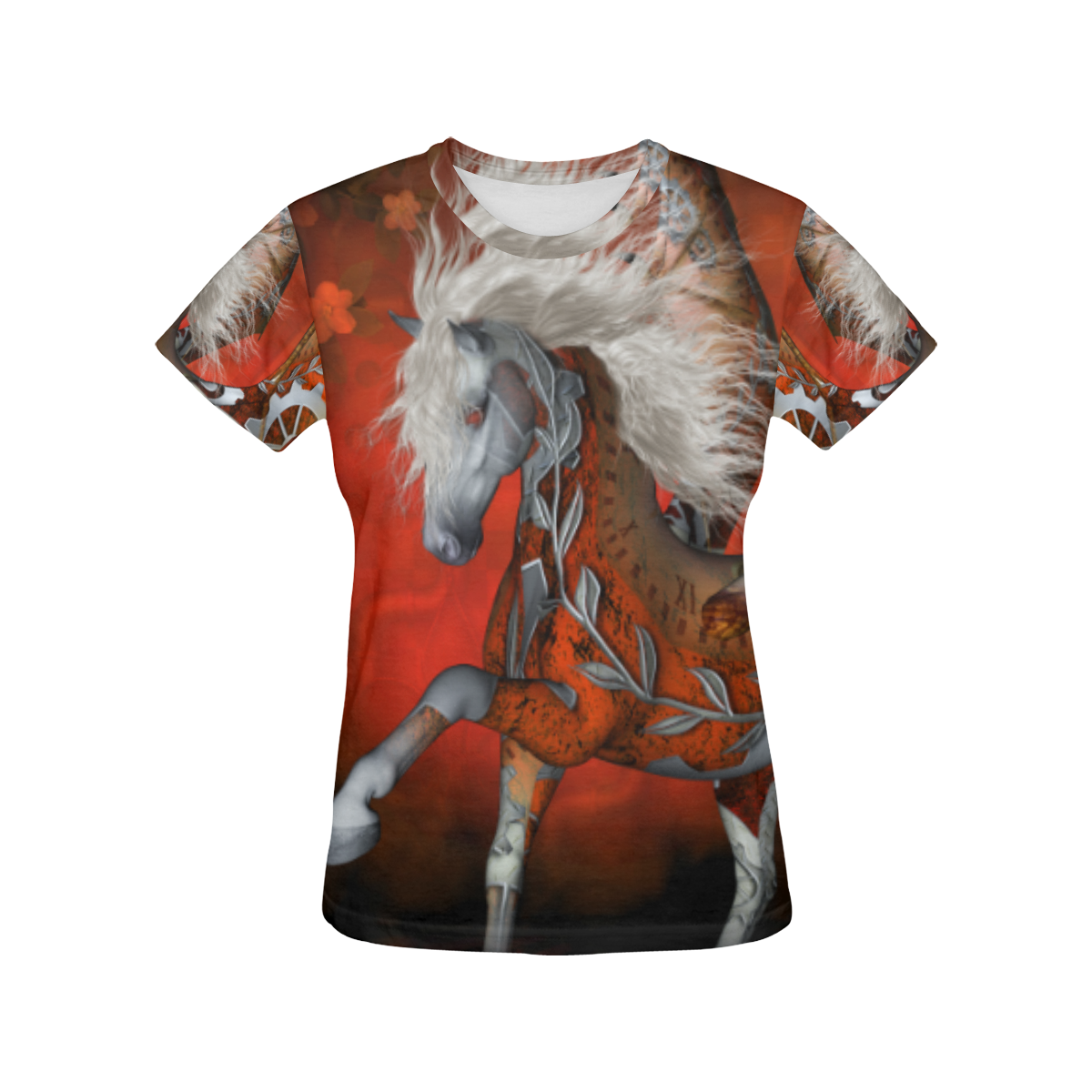 Awesome steampunk horse with wings All Over Print T-Shirt for Women (USA Size) (Model T40)