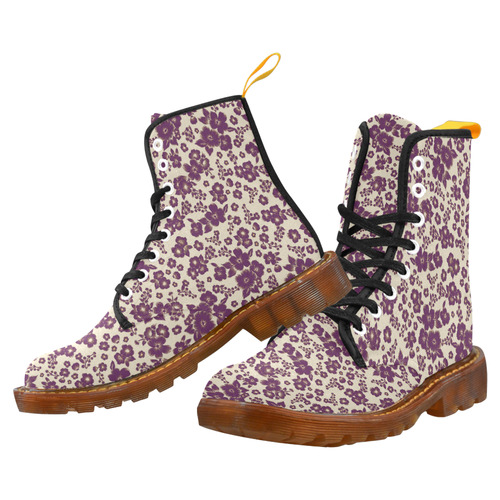 Trendy Flowers Pattern Purple Custom Canvas Boots For Men Model 1203H