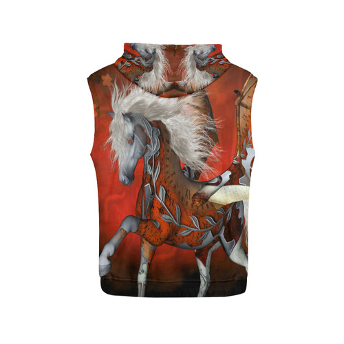 Awesome steampunk horse with wings All Over Print Sleeveless Hoodie for Men (Model H15)