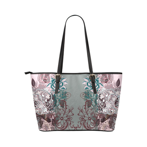 Ballet Swirl Large Tote Leather Tote Bag/Large (Model 1651)