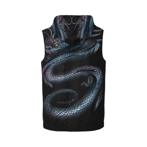 Dragon Swirl All Over Print Sleeveless Zip Up Hoodie for Men (Model H16)