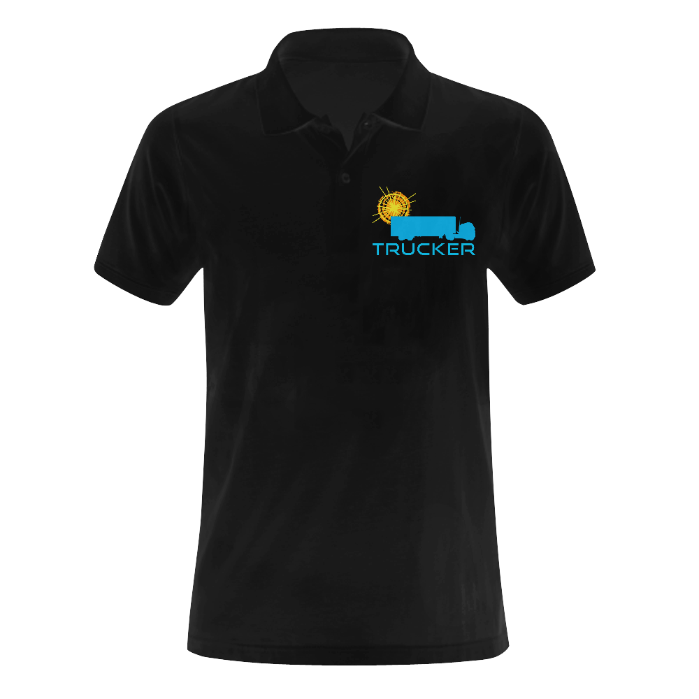 Trucker driver load cargo transport road sun truck Men's Polo Shirt (Model T24)