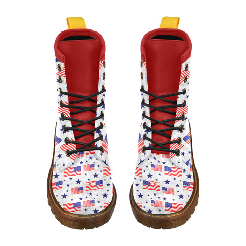 Flag Of The USA Pattern High Grade PU Leather Martin Boots For Men Model 402H