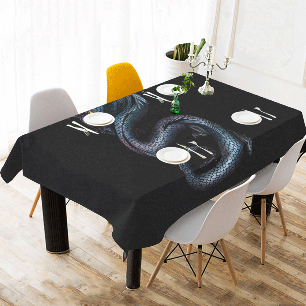 Dragon Swirl Cotton Linen Tablecloth 60"x120"