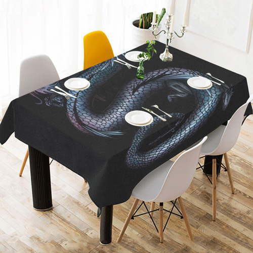 Dragon Swirl Cotton Linen Tablecloth 52"x 70"