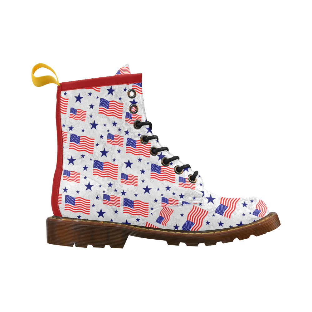 Flag Of The USA Pattern High Grade PU Leather Martin Boots For Women Model 402H