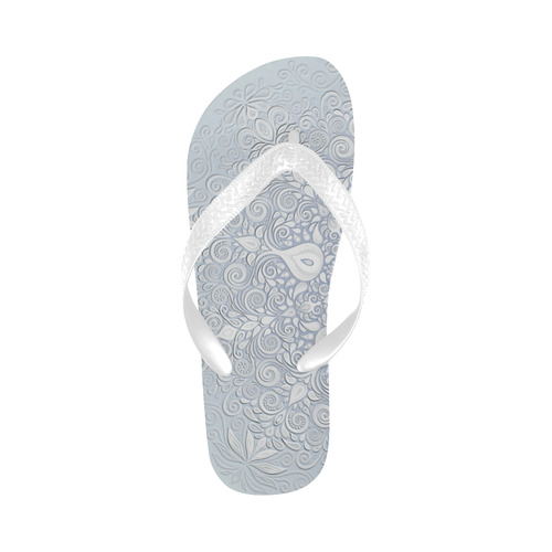 White and Blue Watercolor Mandala Flip Flops for Men/Women (Model 040)