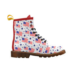 Flag Of The USA Pattern High Grade PU Leather Martin Boots For Men Model 402H