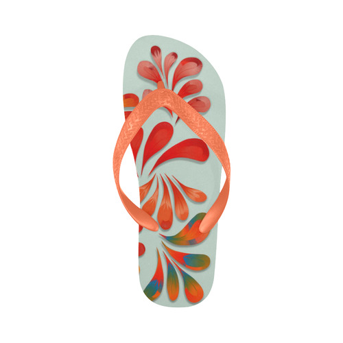 Red Floral Dance Pattern Flip Flops for Men/Women (Model 040)