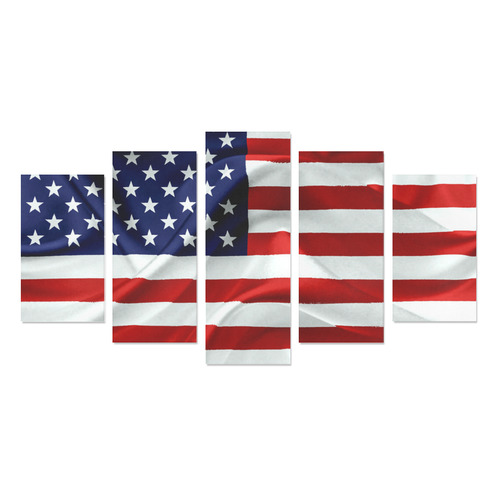 America Flag Banner Patriot Stars Stripes Freedom Canvas Print Sets A (No Frame)