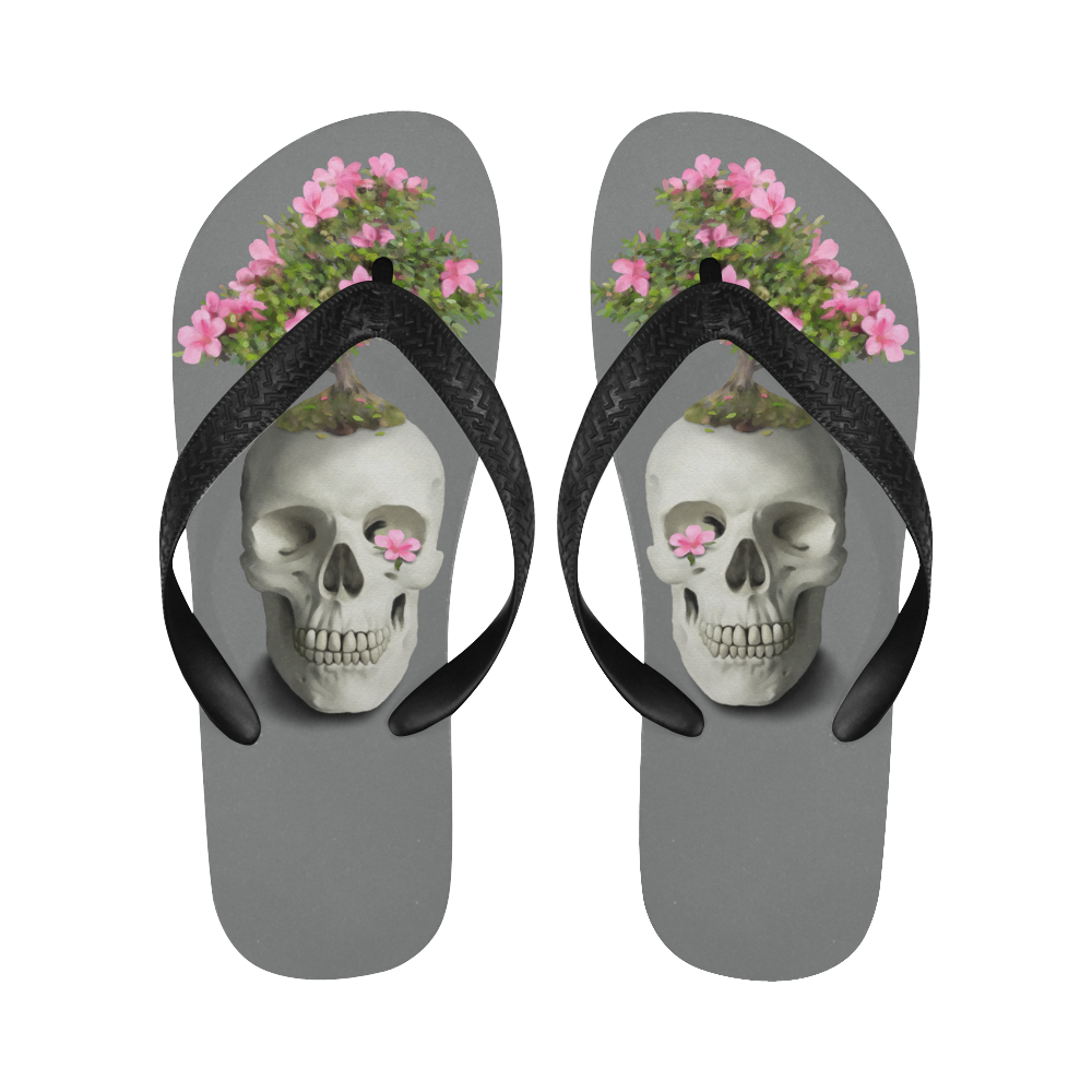 Bonsai Skull Flip Flops for Men/Women (Model 040)