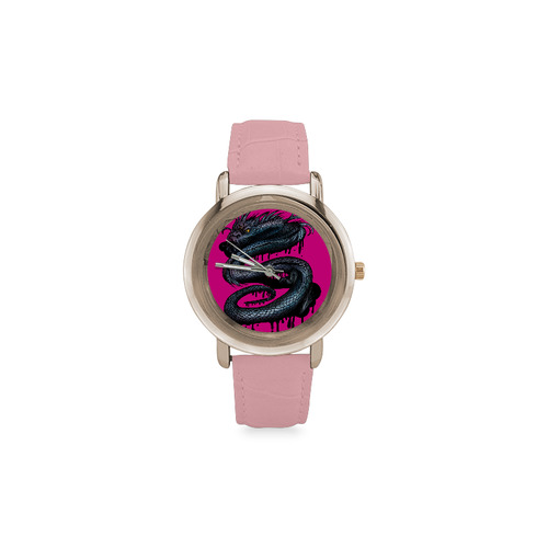 Dragon Swirl Women's Rose Gold Leather Strap Watch(Model 201)