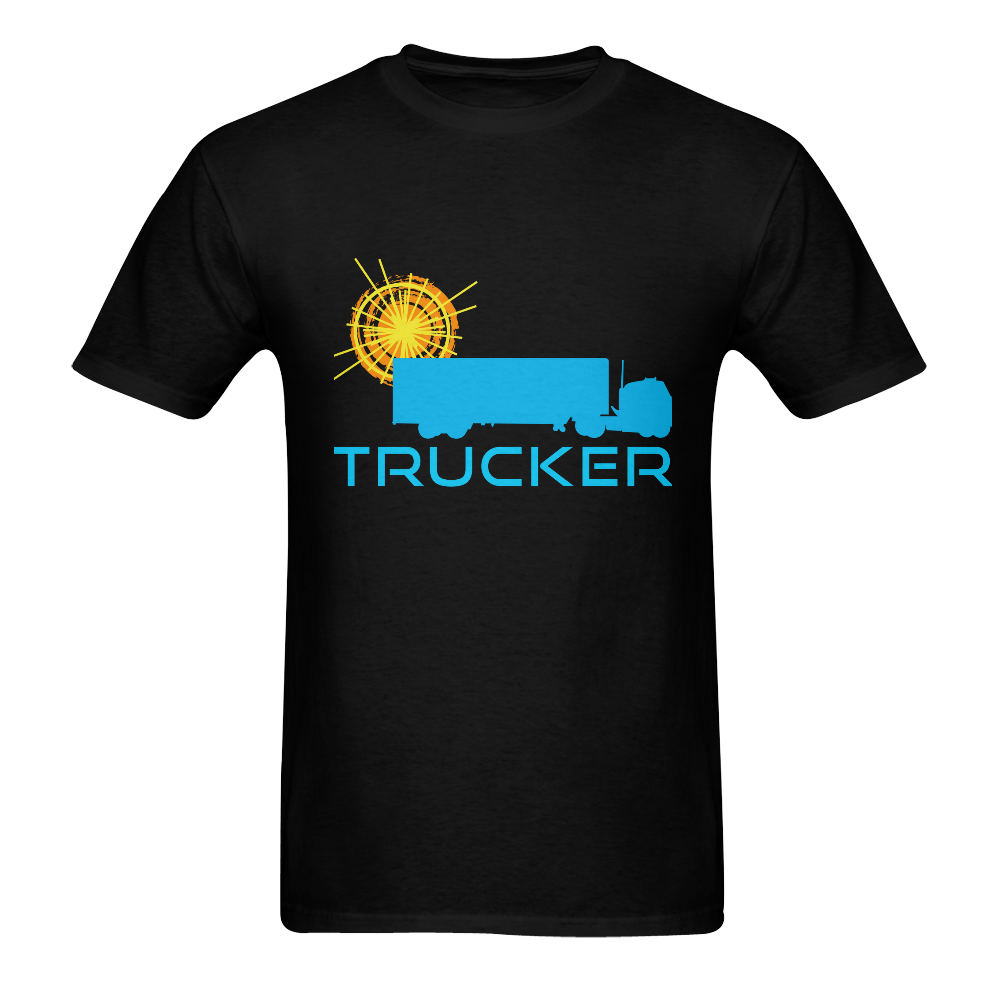 Trucker driver load cargo transport road sun truck Men's T-Shirt in USA Size (Two Sides Printing)