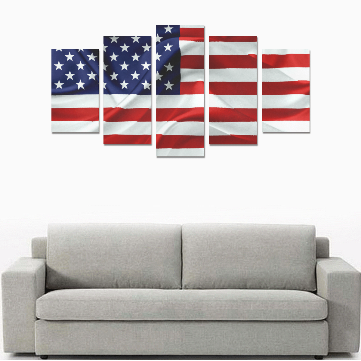 America Flag Banner Patriot Stars Stripes Freedom Canvas Print Sets A (No Frame)