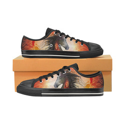 Awesome creepy horse with skulls Canvas Women's Shoes/Large Size (Model 018)