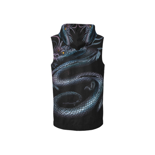 Dragon Swirl All Over Print Sleeveless Zip Up Hoodie for Women (Model H16)