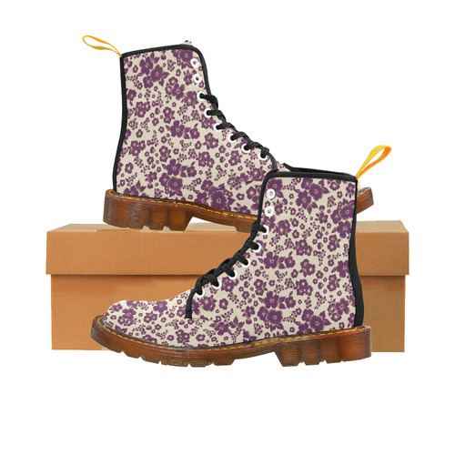 Trendy Flowers Pattern Purple Custom Canvas Boots For Men Model 1203H