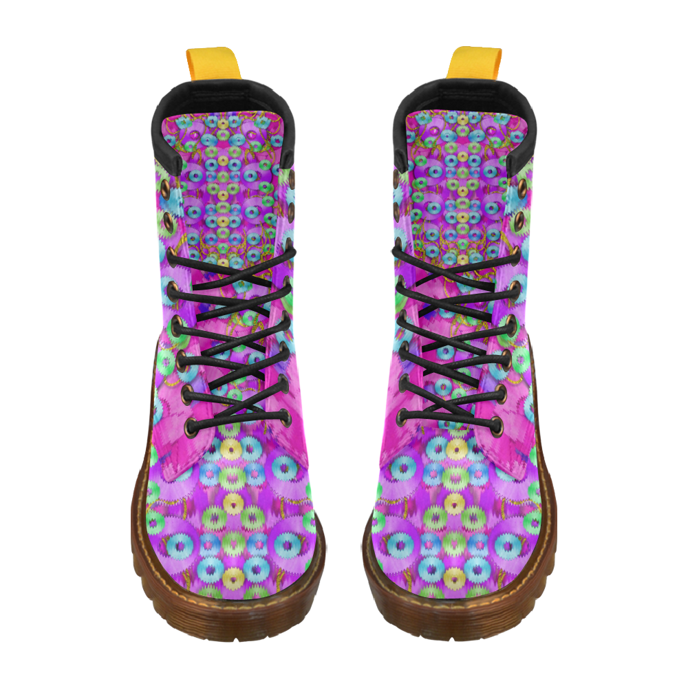 Festive metal and gold in pop-art High Grade PU Leather Martin Boots For Women Model 402H