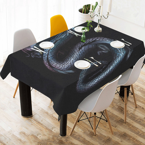 Dragon Swirl Cotton Linen Tablecloth 60"x 84"