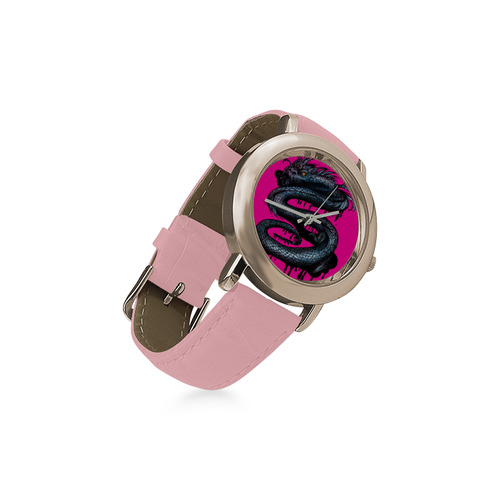 Dragon Swirl Women's Rose Gold Leather Strap Watch(Model 201)