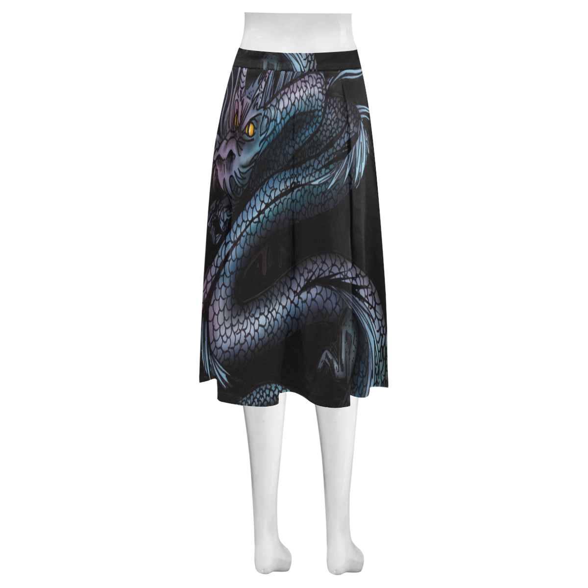 Dragon Swirl Mnemosyne Women's Crepe Skirt (Model D16)