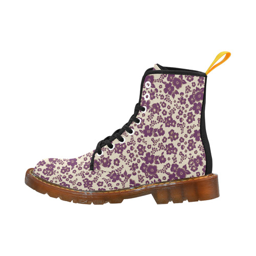 Trendy Flowers Pattern Purple Custom Canvas Boots For Men Model 1203H