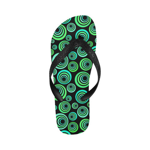 Crazy Fun Neon Blue & Green retro pattern Flip Flops for Men/Women (Model 040)