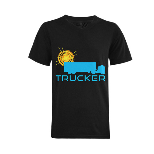 Trucker driver load cargo transport road sun truck Men's V-Neck T-shirt  Big Size(USA Size) (Model T10)