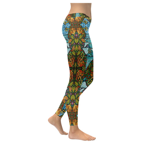 Orange Hibiscus Women's Low Rise Leggings (Invisible Stitch) (Model L05)