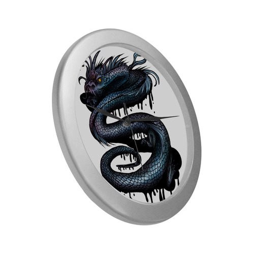 Dragon Swirl Silver Color Wall Clock