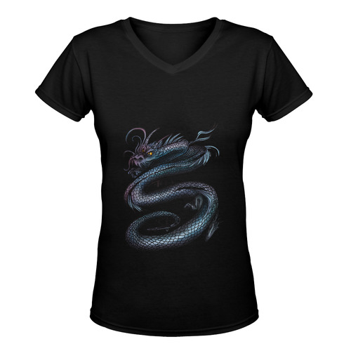 Dragon Swirl Women's Deep V-neck T-shirt (Model T19)