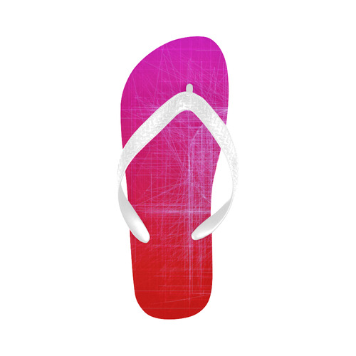 Hot Mess, Red, Pink and Purple Retro Glitch Flip Flops for Men/Women (Model 040)