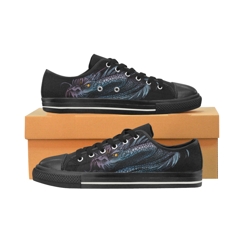 Dragon Swirl Low Top Canvas Shoes for Kid (Model 018)