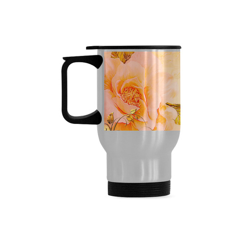 Beautiful flowers in soft colors Travel Mug (Silver) (14 Oz)