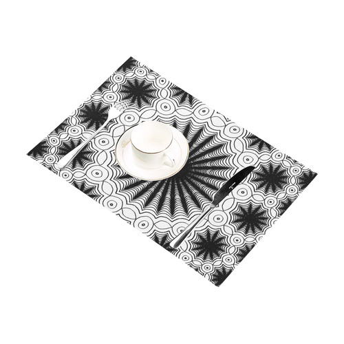 Black and white spiders lace pattern Placemat 12''x18''