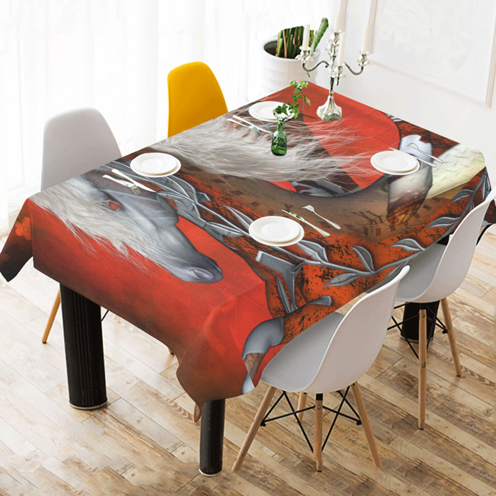 Awesome steampunk horse with wings Cotton Linen Tablecloth 60" x 90"