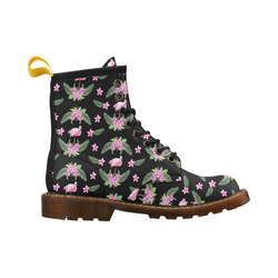 Tropical Flamingo Pattern I High Grade PU Leather Martin Boots For Men Model 402H