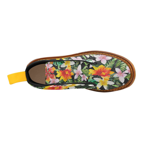 Tropical Flowers Butterflies III Custom Canvas Boots For Men Model 1203H