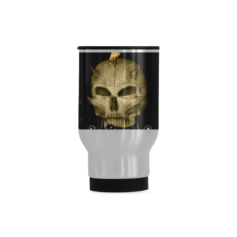 The golden skull Travel Mug (Silver) (14 Oz)